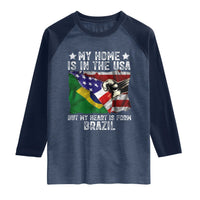 Brazilian American Patriot Heart Is From Brazil Flag Raglan Shirt