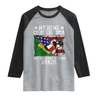 Brazilian American Patriot Heart Is From Brazil Flag Raglan Shirt