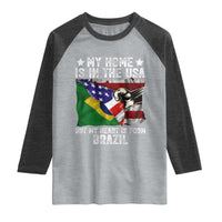 Brazilian American Patriot Heart Is From Brazil Flag Raglan Shirt