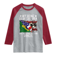 Brazilian American Patriot Heart Is From Brazil Flag Raglan Shirt