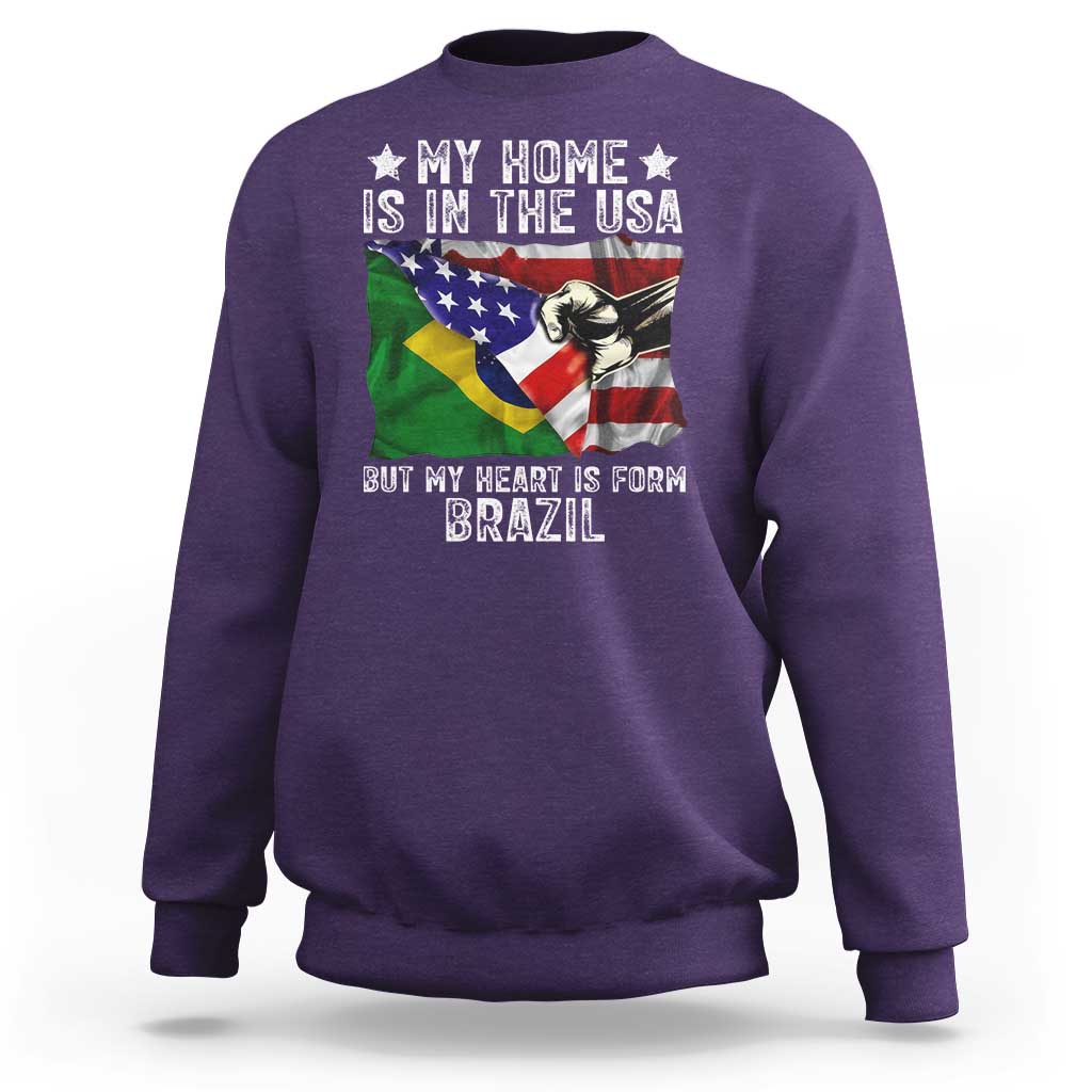 Brazilian American Patriot Heart Is From Brazil Flag Sweatshirt