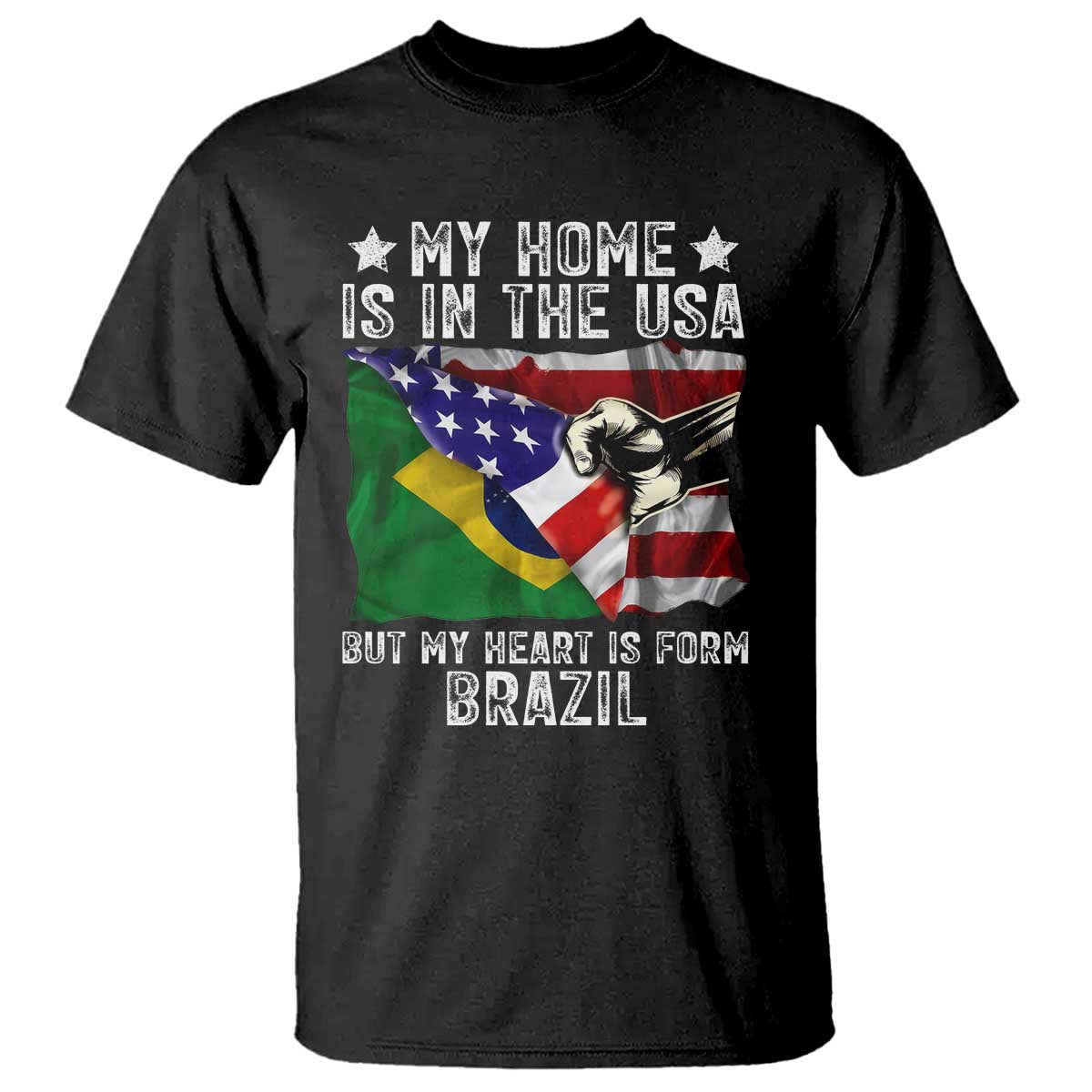 Brazilian American Patriot Heart Is From Brazil Flag T Shirt