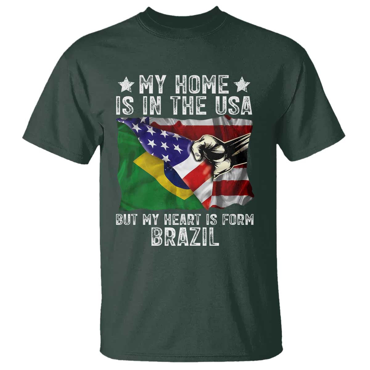 Brazilian American Patriot Heart Is From Brazil Flag T Shirt