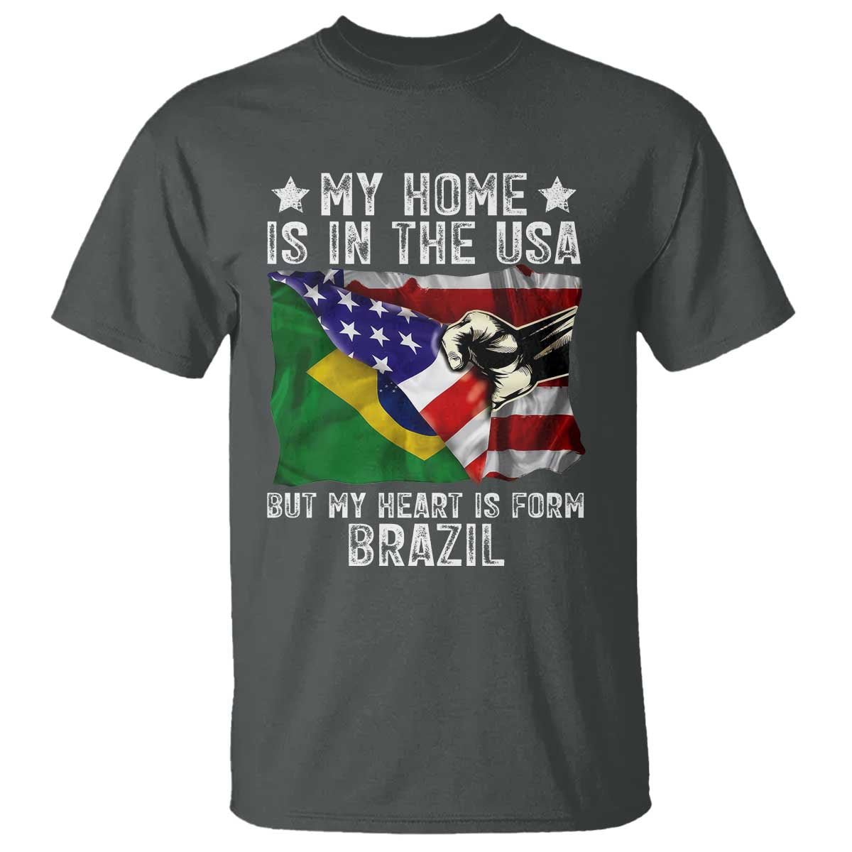 Brazilian American Patriot Heart Is From Brazil Flag T Shirt