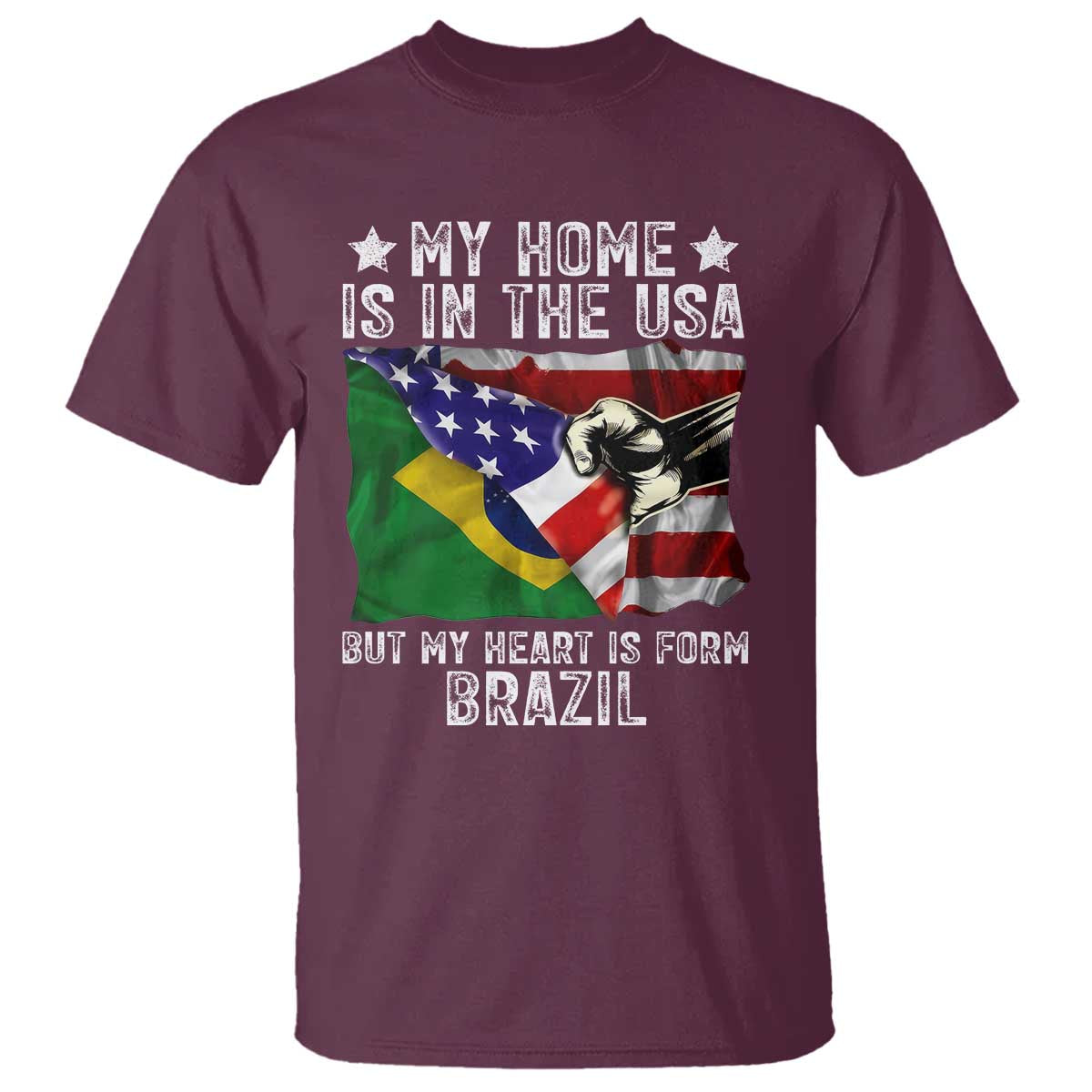 Brazilian American Patriot Heart Is From Brazil Flag T Shirt