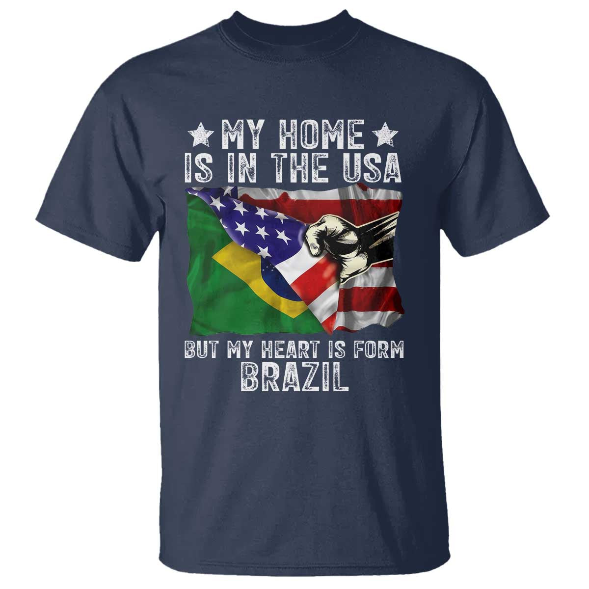Brazilian American Patriot Heart Is From Brazil Flag T Shirt
