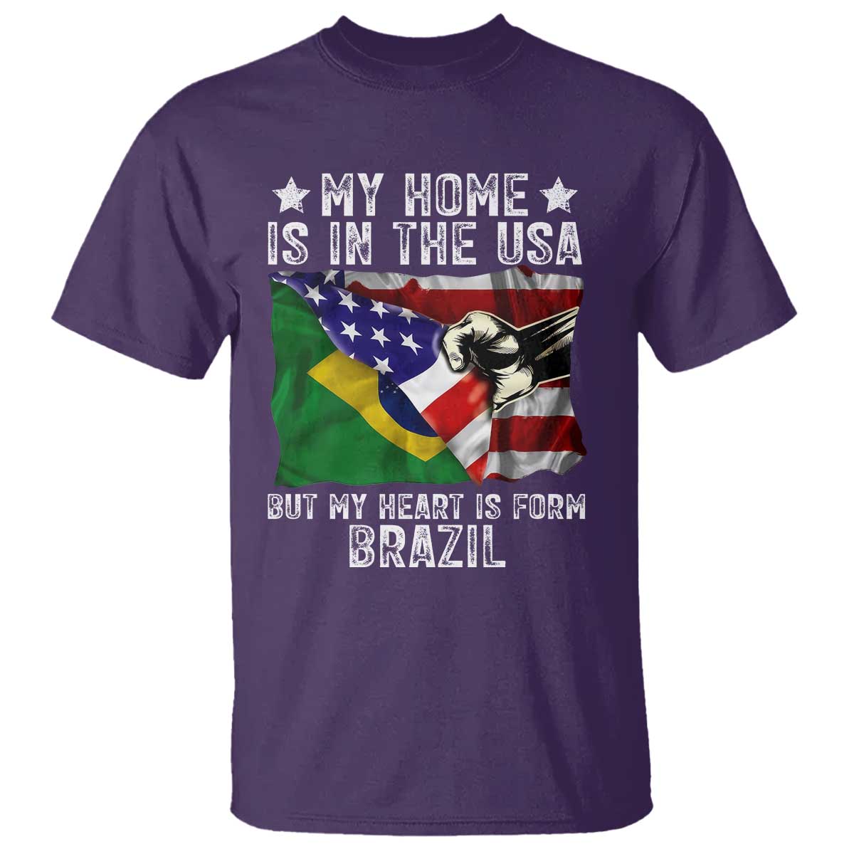 Brazilian American Patriot Heart Is From Brazil Flag T Shirt
