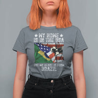 Brazilian American Patriot Heart Is From Brazil Flag T Shirt For Women
