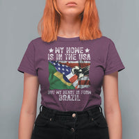 Brazilian American Patriot Heart Is From Brazil Flag T Shirt For Women