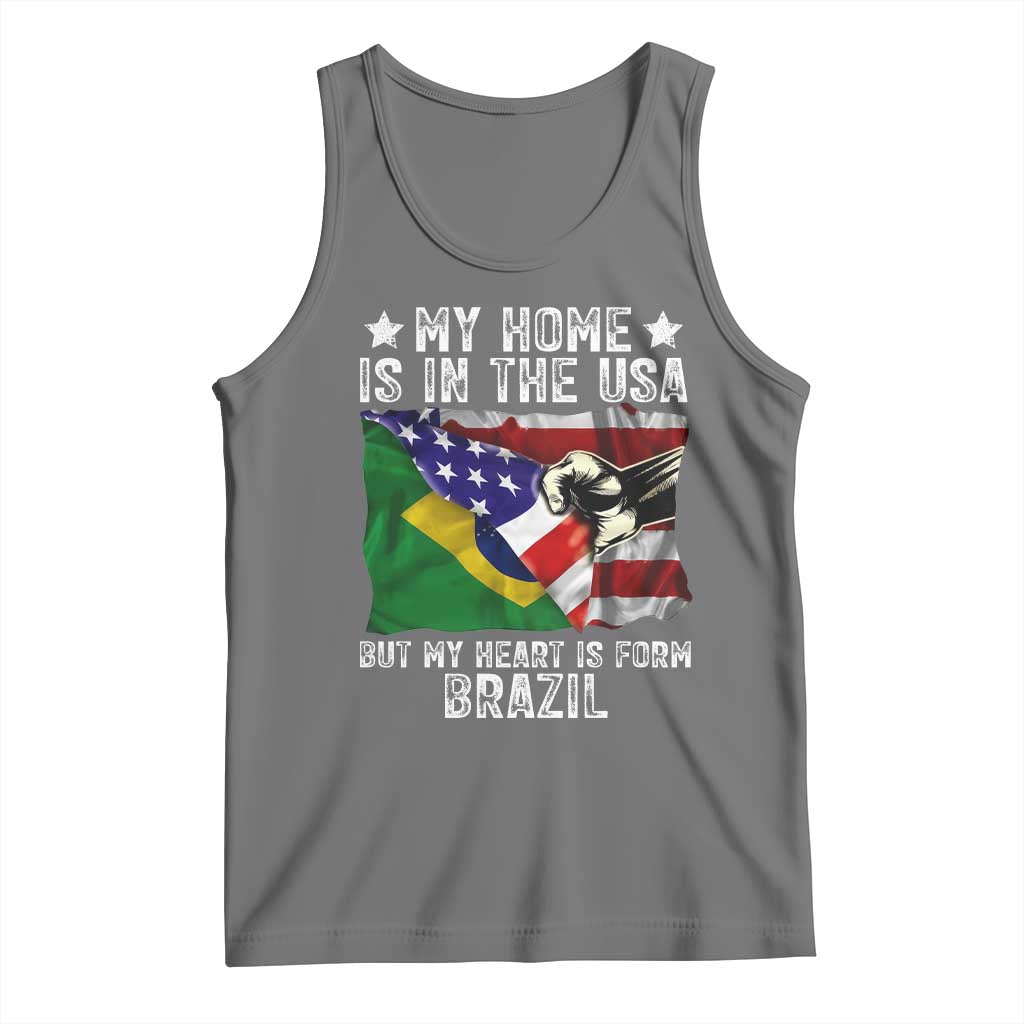 Brazilian American Patriot Heart Is From Brazil Flag Tank Top