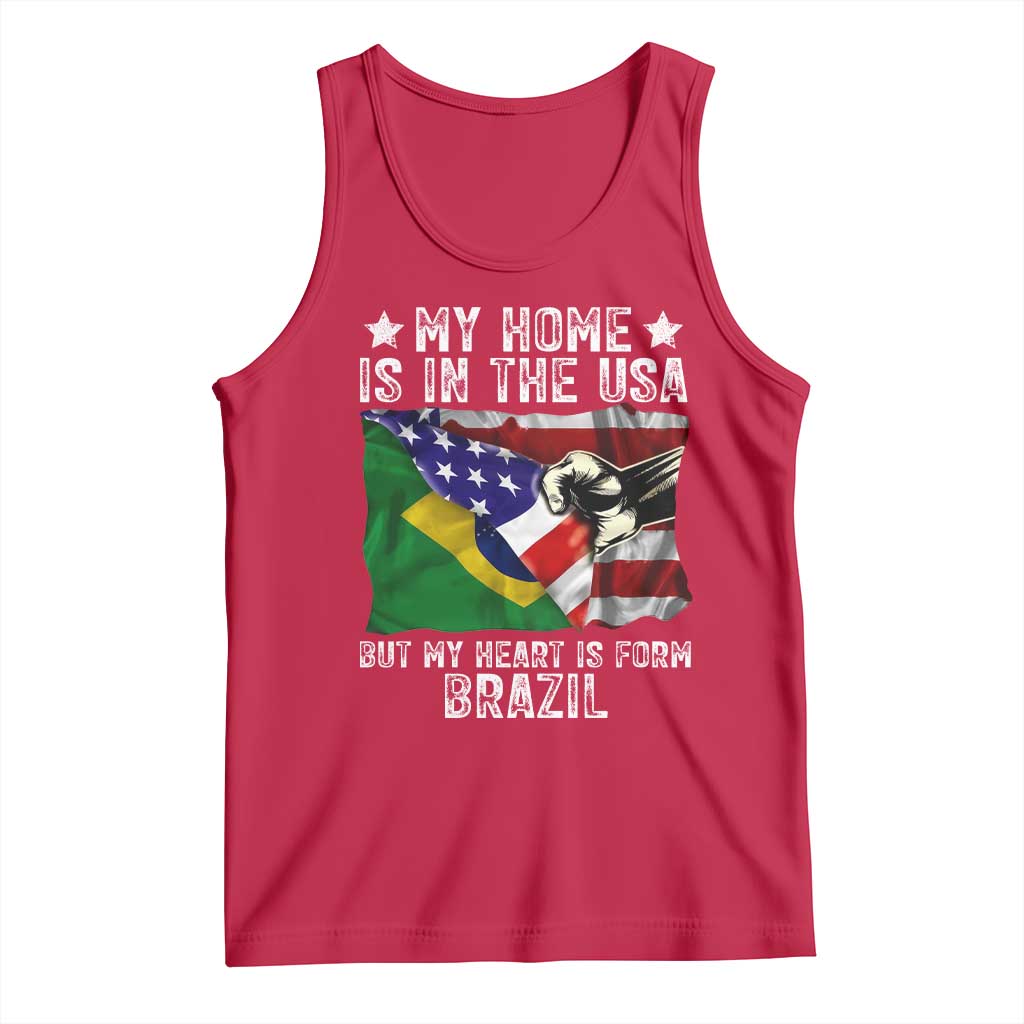 Brazilian American Patriot Heart Is From Brazil Flag Tank Top