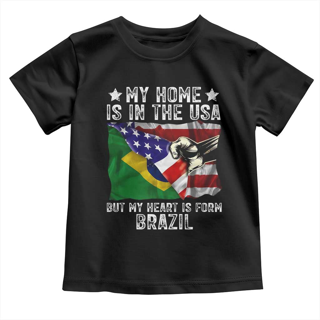 Brazilian American Patriot Heart Is From Brazil Flag Toddler T Shirt