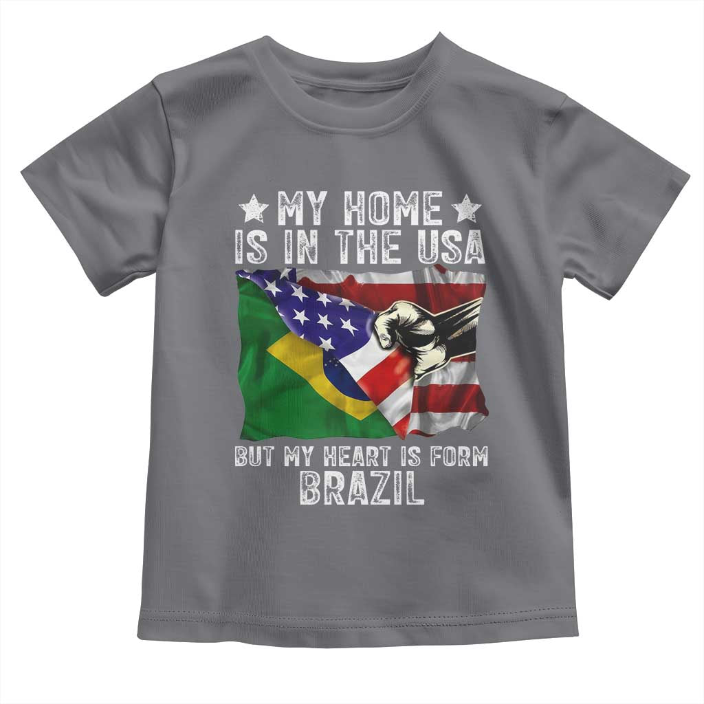 Brazilian American Patriot Heart Is From Brazil Flag Toddler T Shirt