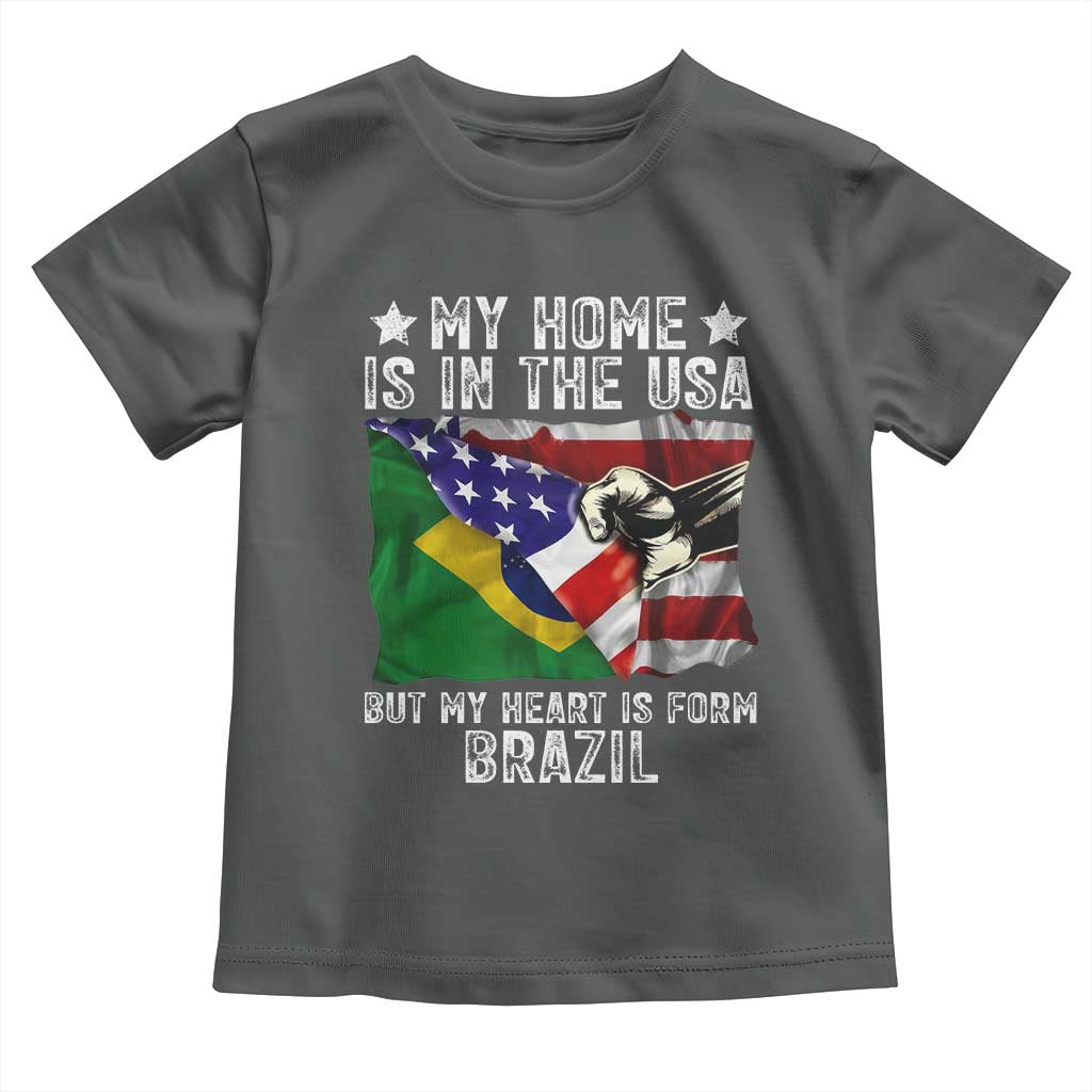 Brazilian American Patriot Heart Is From Brazil Flag Toddler T Shirt