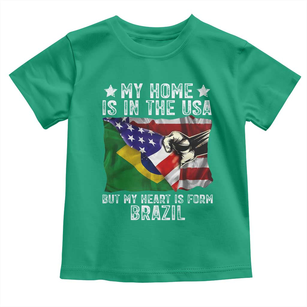Brazilian American Patriot Heart Is From Brazil Flag Toddler T Shirt
