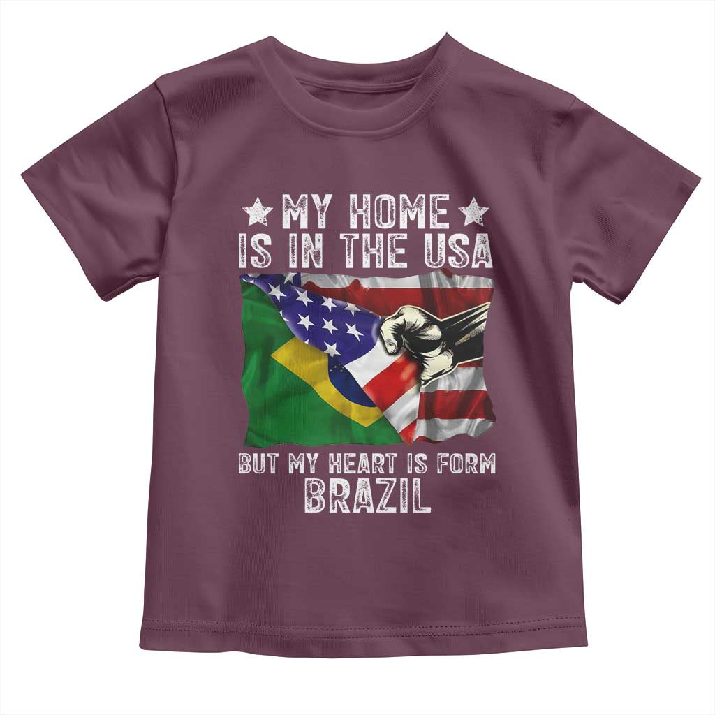 Brazilian American Patriot Heart Is From Brazil Flag Toddler T Shirt