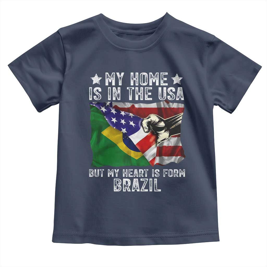 Brazilian American Patriot Heart Is From Brazil Flag Toddler T Shirt