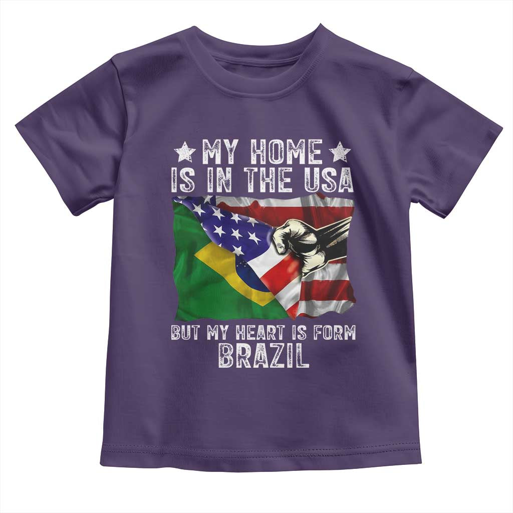 Brazilian American Patriot Heart Is From Brazil Flag Toddler T Shirt