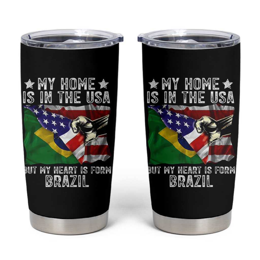 Brazilian American Patriot Heart Is From Brazil Flag Tumbler Cup