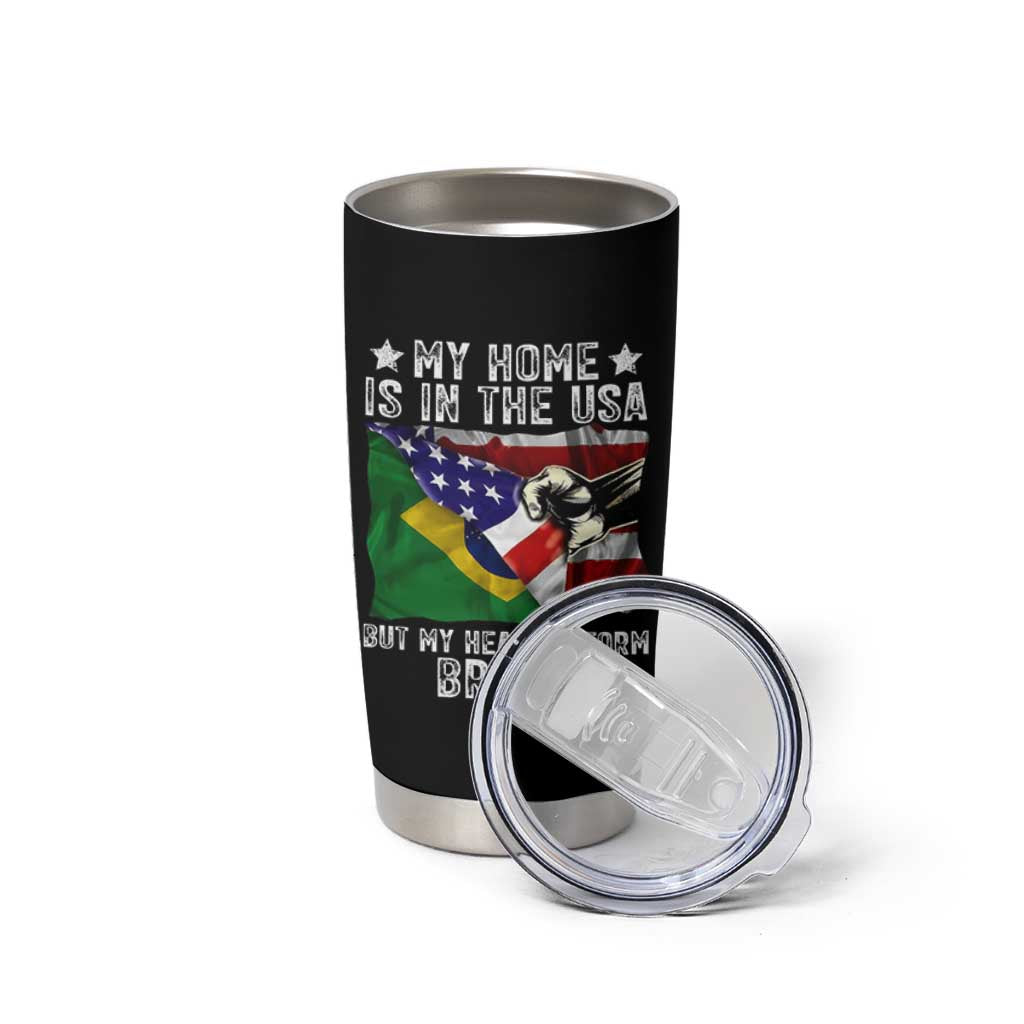 Brazilian American Patriot Heart Is From Brazil Flag Tumbler Cup