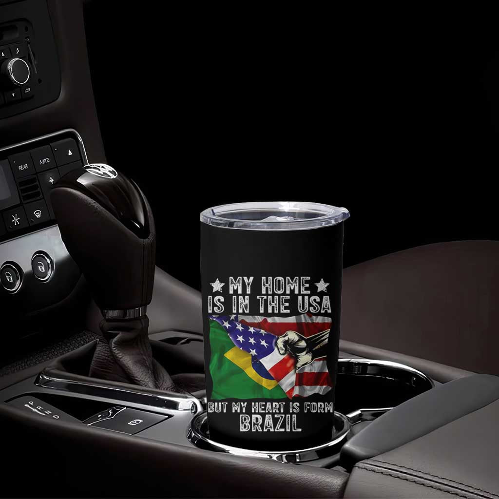 Brazilian American Patriot Heart Is From Brazil Flag Tumbler Cup