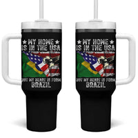Brazilian American Patriot Heart Is From Brazil Flag Tumbler With Handle
