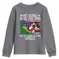 Brazilian American Patriot Heart Is From Brazil Flag Youth Sweatshirt