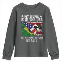 Brazilian American Patriot Heart Is From Brazil Flag Youth Sweatshirt