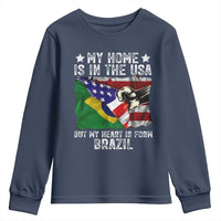 Brazilian American Patriot Heart Is From Brazil Flag Youth Sweatshirt