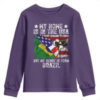 Brazilian American Patriot Heart Is From Brazil Flag Youth Sweatshirt