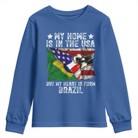 Brazilian American Patriot Heart Is From Brazil Flag Youth Sweatshirt