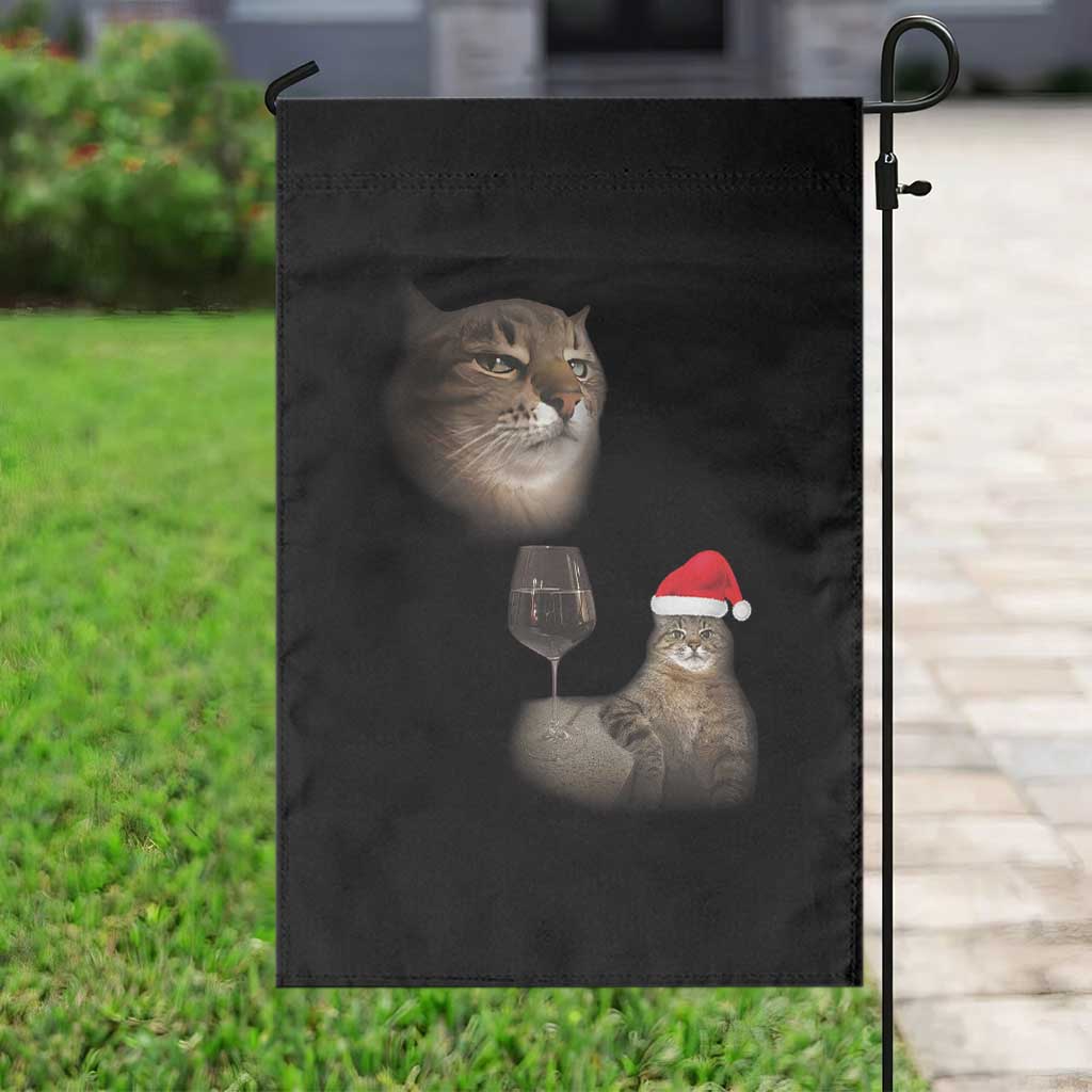 Funny Cat Christmas Garden Flag Cats Drinking Wine Oddly Specific Meme - Wonder Print Shop