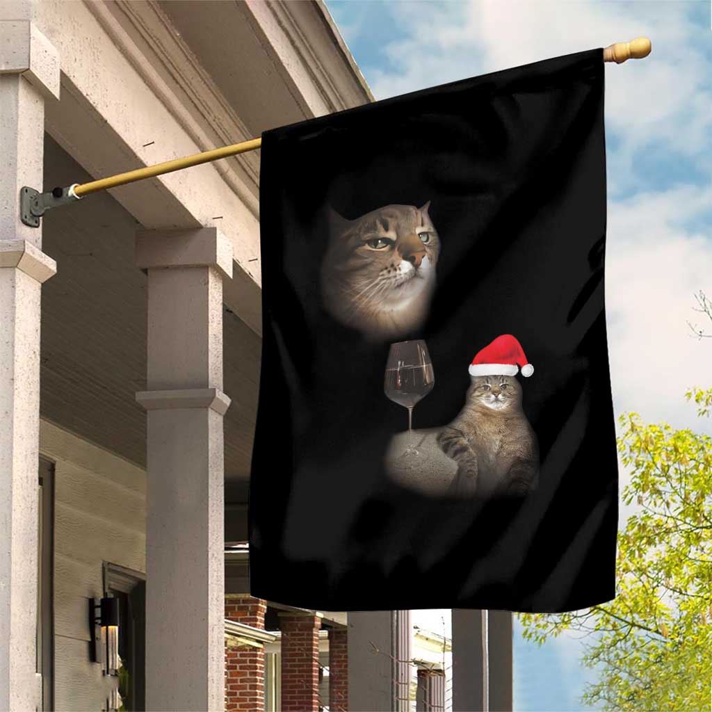 Funny Cat Christmas Garden Flag Cats Drinking Wine Oddly Specific Meme - Wonder Print Shop