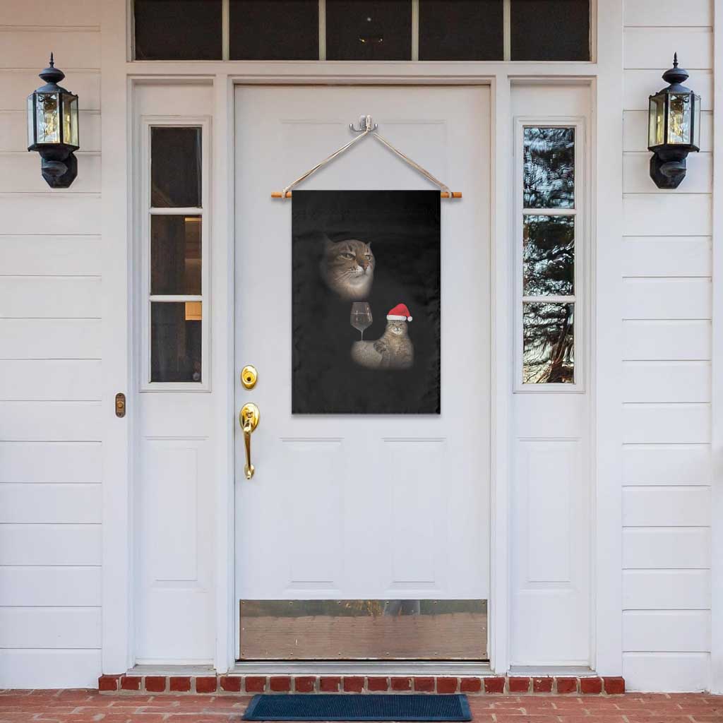 Funny Cat Christmas Garden Flag Cats Drinking Wine Oddly Specific Meme - Wonder Print Shop