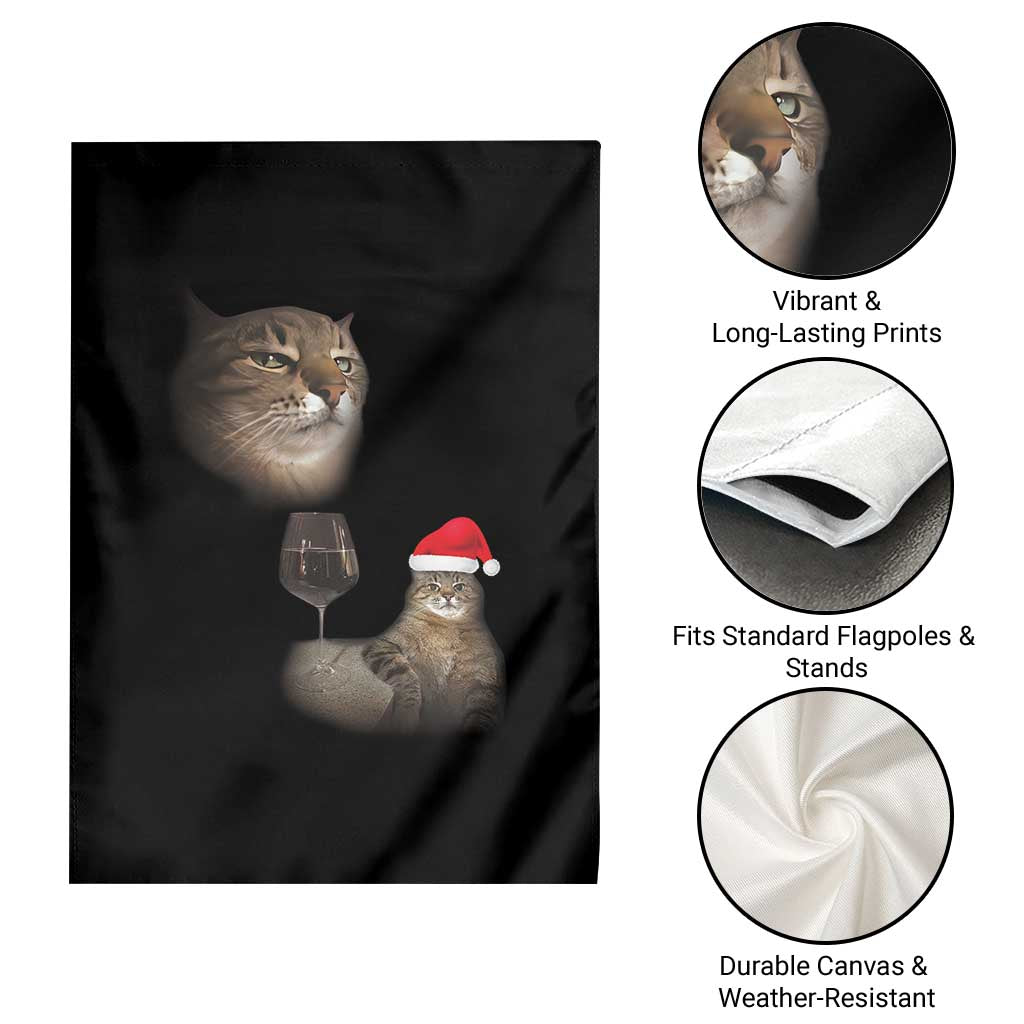 Funny Cat Christmas Garden Flag Cats Drinking Wine Oddly Specific Meme - Wonder Print Shop