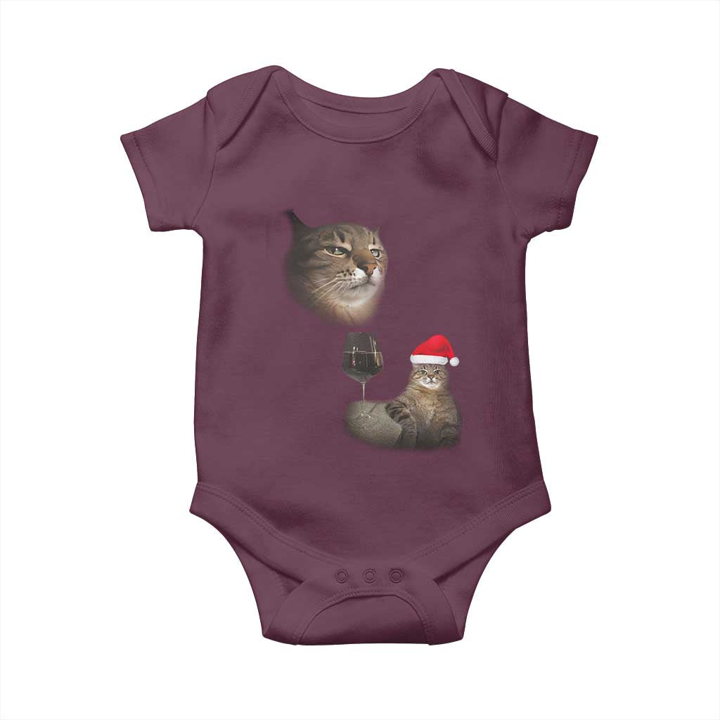 Funny Cat Christmas Baby Onesie Cats Drinking Wine Oddly Specific Meme - Wonder Print Shop