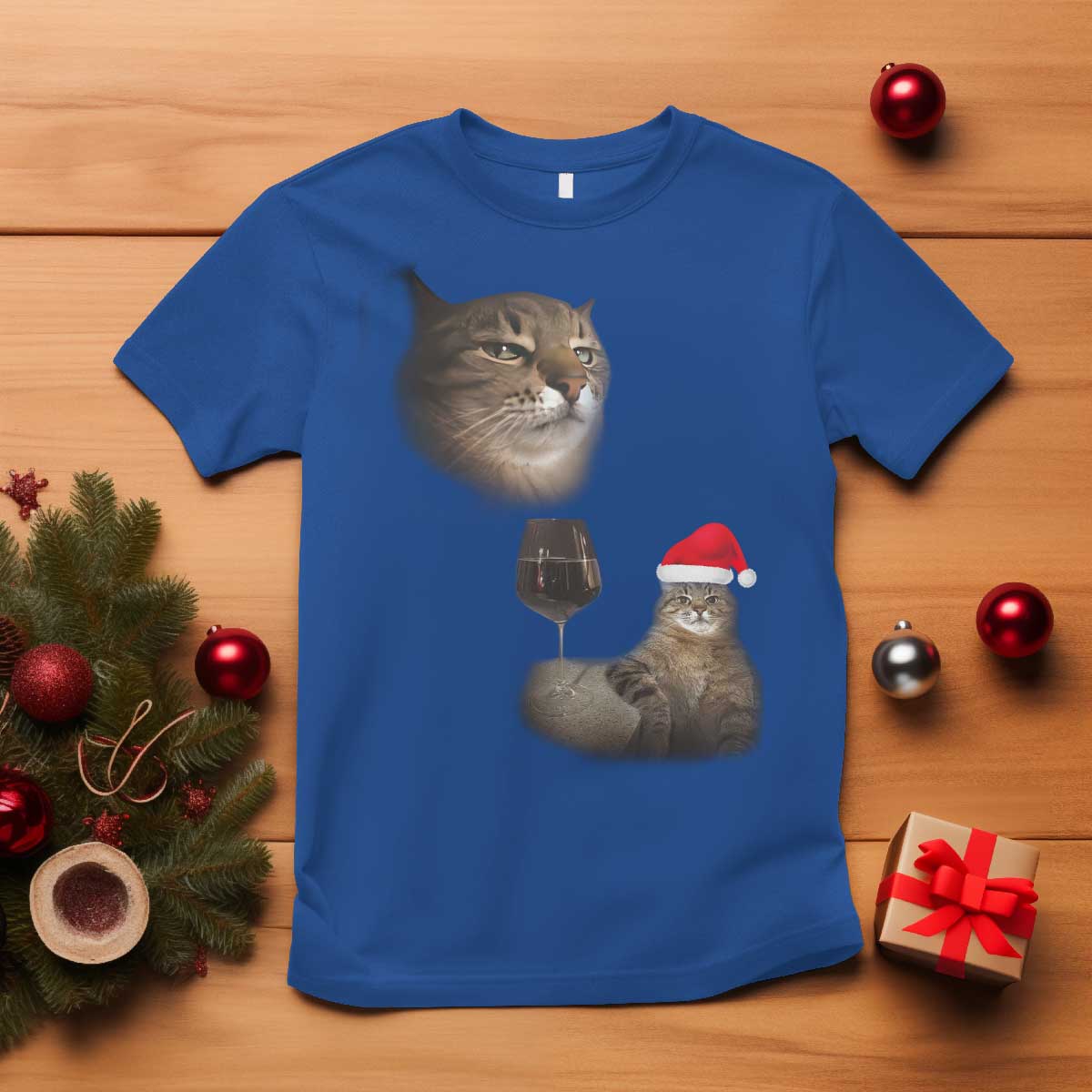 Funny Cat Christmas T Shirt Cats Drinking Wine Oddly Specific Meme - Wonder Print Shop