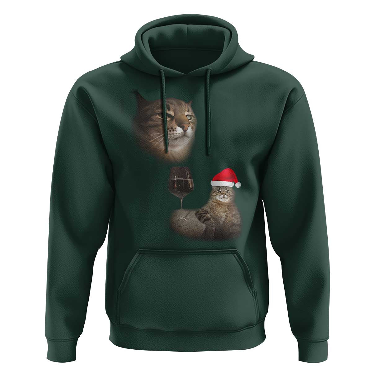 Funny Cat Christmas Hoodie Cats Drinking Wine Oddly Specific Meme - Wonder Print Shop