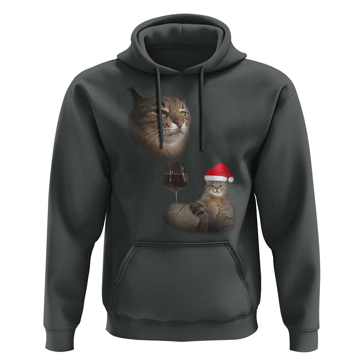 Funny Cat Christmas Hoodie Cats Drinking Wine Oddly Specific Meme - Wonder Print Shop