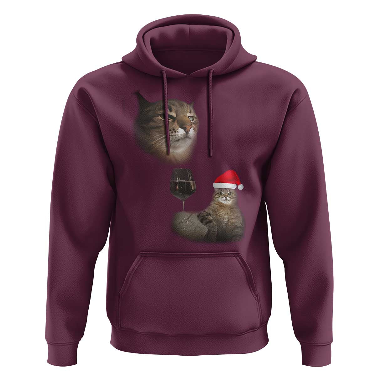 Funny Cat Christmas Hoodie Cats Drinking Wine Oddly Specific Meme - Wonder Print Shop