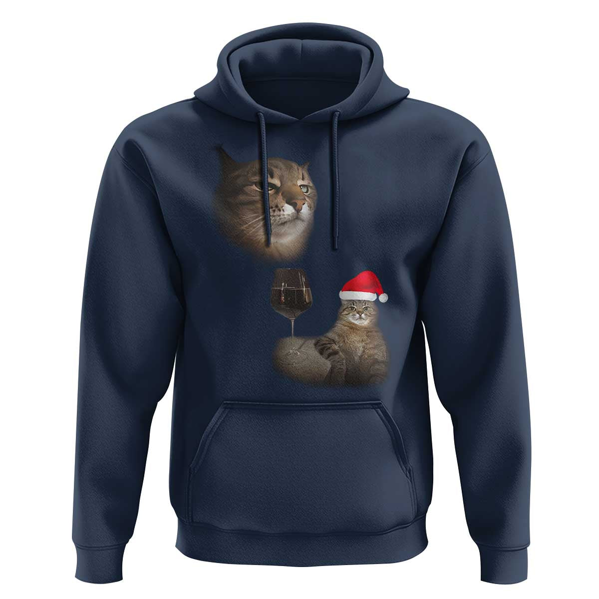 Funny Cat Christmas Hoodie Cats Drinking Wine Oddly Specific Meme - Wonder Print Shop
