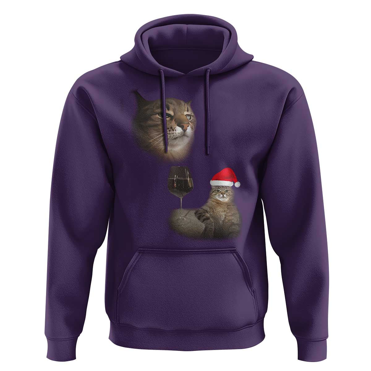 Funny Cat Christmas Hoodie Cats Drinking Wine Oddly Specific Meme - Wonder Print Shop