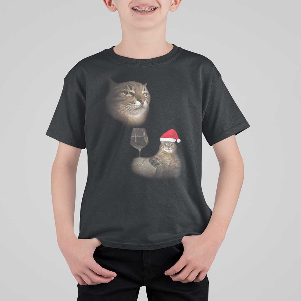 Funny Cat Christmas T Shirt For Kid Cats Drinking Wine Oddly Specific Meme - Wonder Print Shop
