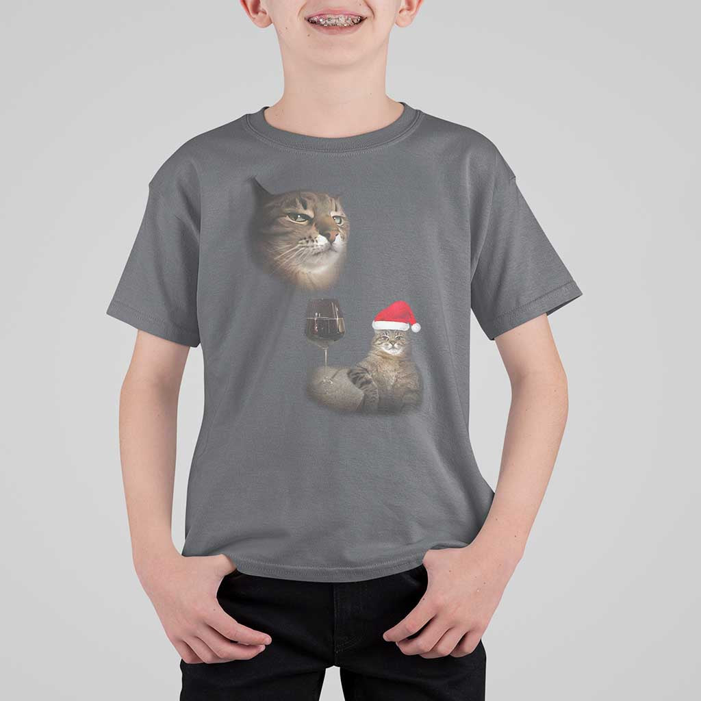 Funny Cat Christmas T Shirt For Kid Cats Drinking Wine Oddly Specific Meme - Wonder Print Shop