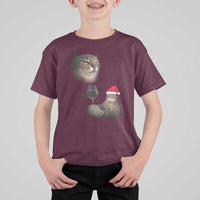 Funny Cat Christmas T Shirt For Kid Cats Drinking Wine Oddly Specific Meme - Wonder Print Shop