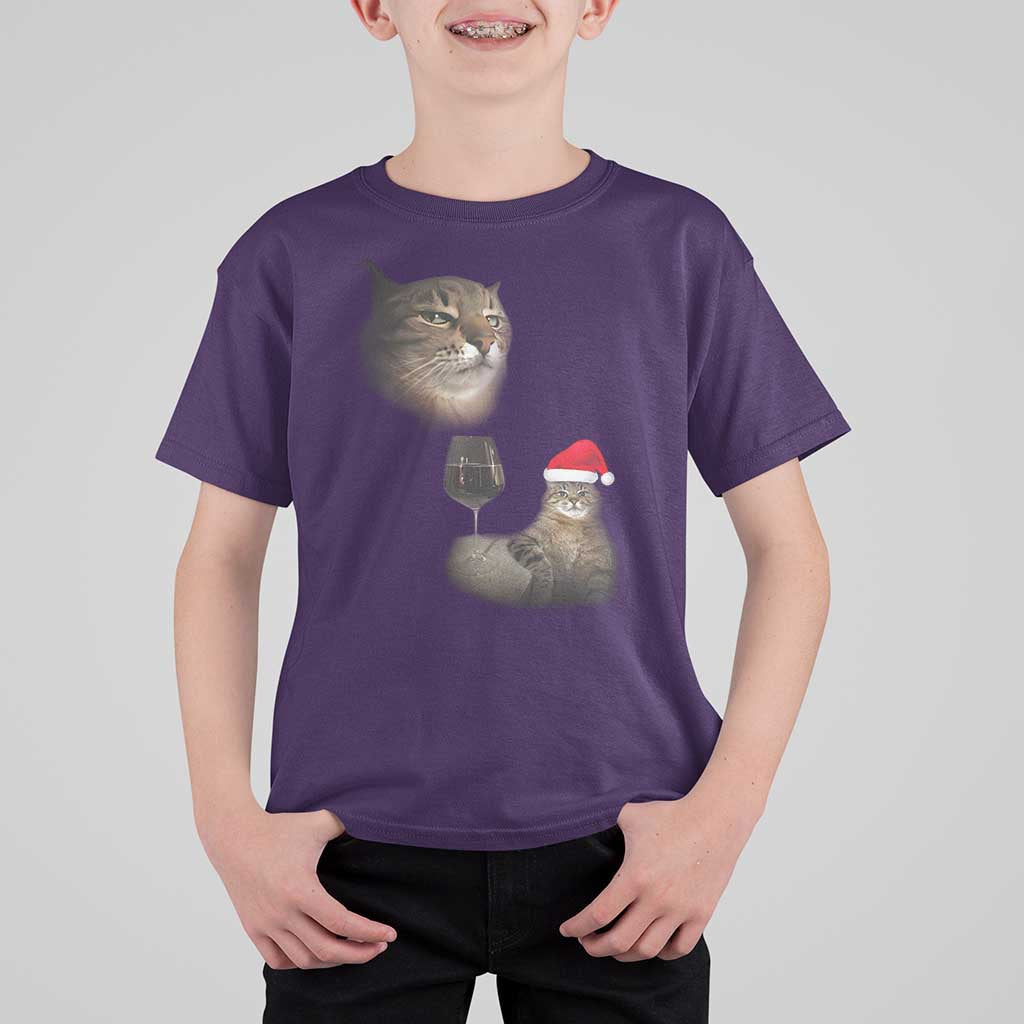 Funny Cat Christmas T Shirt For Kid Cats Drinking Wine Oddly Specific Meme - Wonder Print Shop