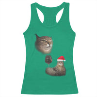 Funny Cat Christmas Racerback Tank Top Cats Drinking Wine Oddly Specific Meme - Wonder Print Shop