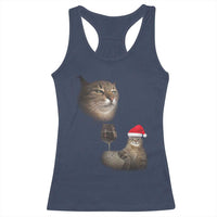 Funny Cat Christmas Racerback Tank Top Cats Drinking Wine Oddly Specific Meme - Wonder Print Shop