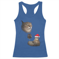 Funny Cat Christmas Racerback Tank Top Cats Drinking Wine Oddly Specific Meme - Wonder Print Shop