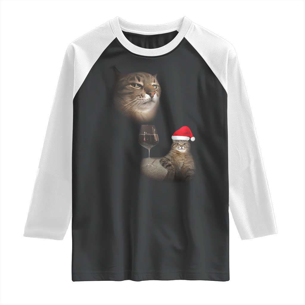 Funny Cat Christmas Raglan Shirt Cats Drinking Wine Oddly Specific Meme - Wonder Print Shop